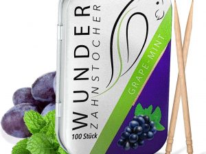 Wunderzahnstocher-Traube/Minze Metallbox (100 Stück)