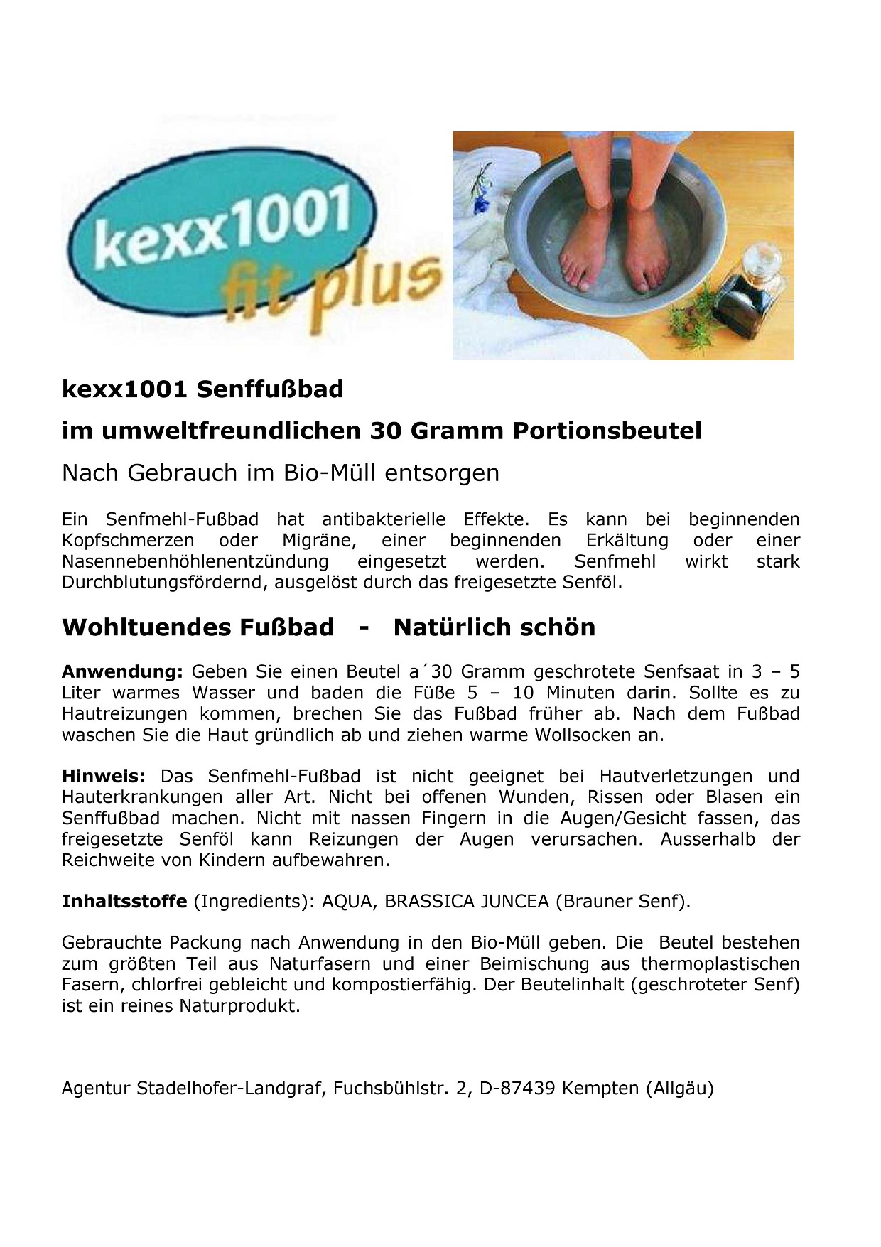 Senf-Fußbad 30g Beutel kexx1001 Senf geschrotet hygienisch Beutel voll kompostierbar – Bild 4